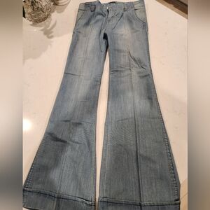 Boston Proper wide leg cuffed jeans, light blue wash, new, size 6